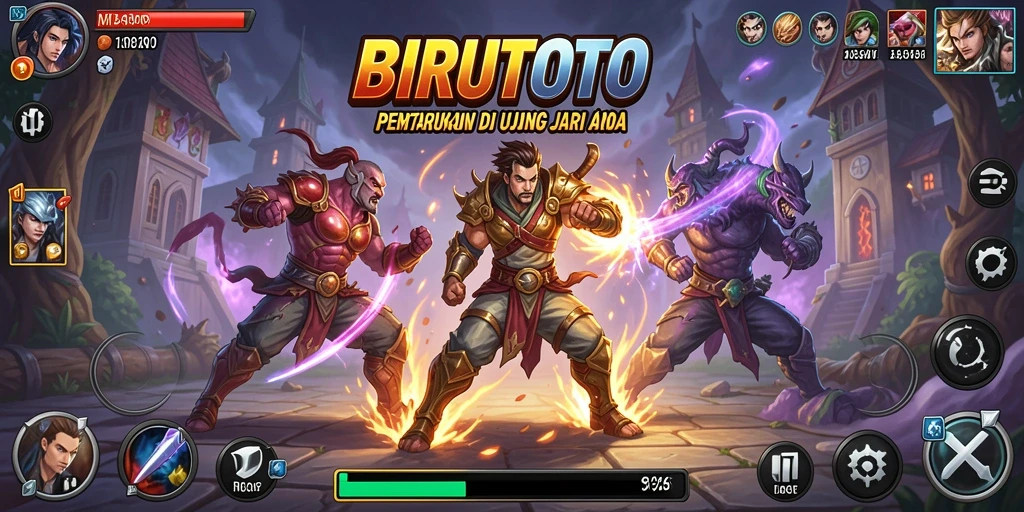 Screenshot gameplay BIRUTOTO menampilkan aksi pertarungan yang mendebarkan.