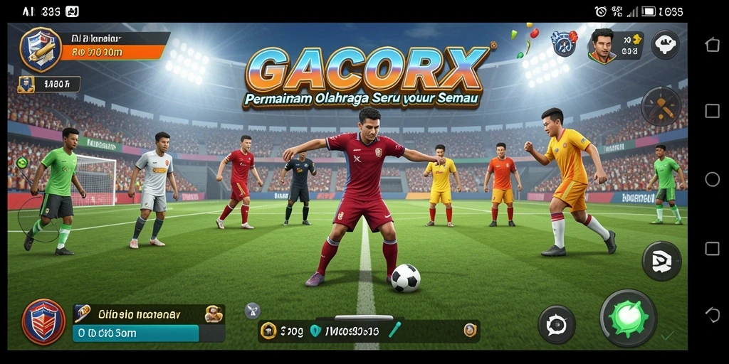 Screenshot utama GACORX menunjukkan aksi gameplay olahraga yang seru.