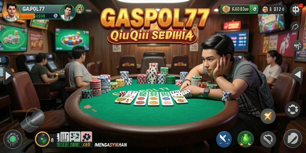 Screenshot GASPOL77 menampilkan aksi seru dalam permainan QiuQiu.
