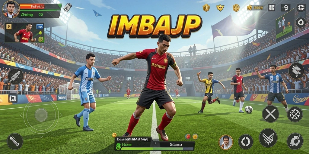 Tampilan gameplay IMBAJP yang penuh aksi olahraga.