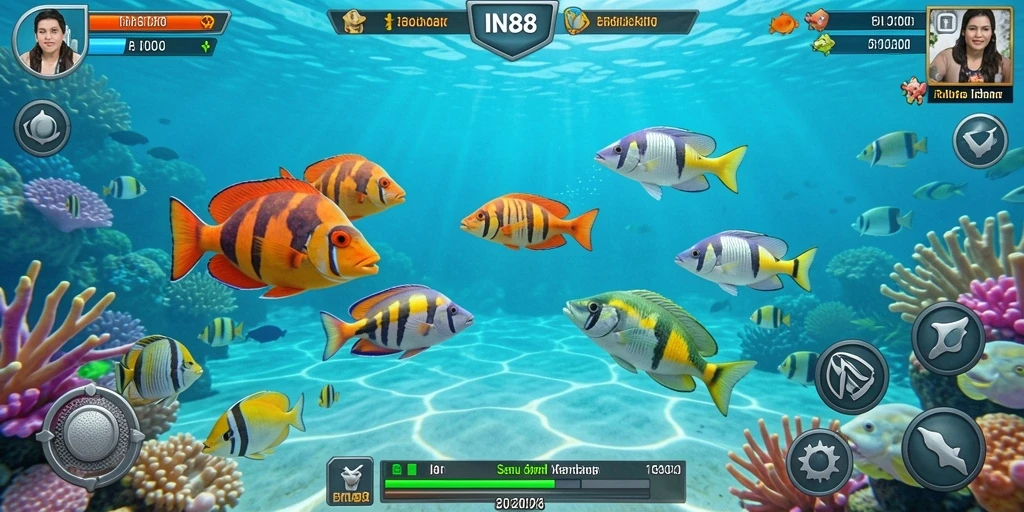 Tangkapan layar gameplay <strong>IN88</strong> menunjukkan aksi menangkap ikan yang seru.