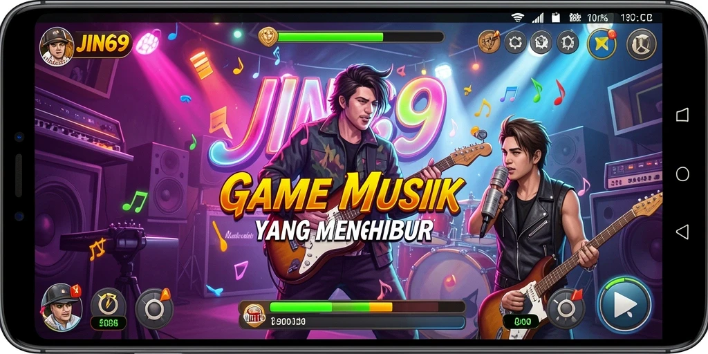 Tampilan gameplay JIN69 yang menarik dengan musik seru.