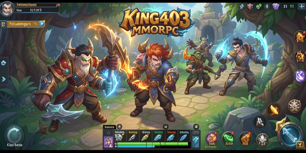 Tampilan gameplay KING403 dengan aksi seru para karakter MMORPG.