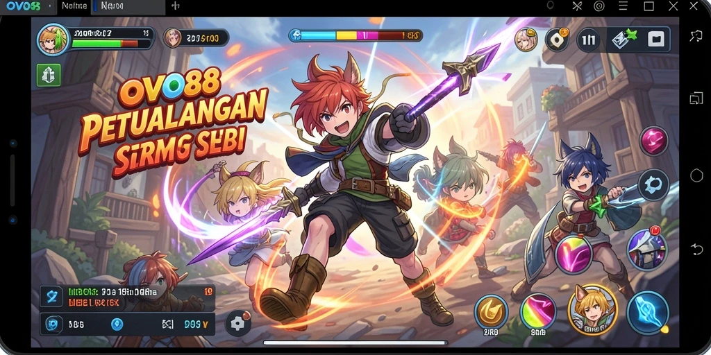 Tampilan gameplay OVO88 yang menarik dengan karakter anime yang hidup.
