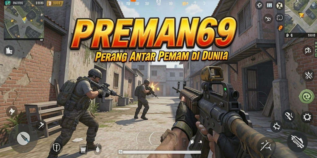 Tangkapan layar PREMAN69 menampilkan aksi seru di arena FPS.