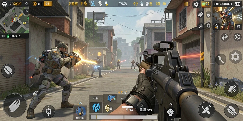 Tampilan gameplay menegangkan dengan aksi menembak yang intens.